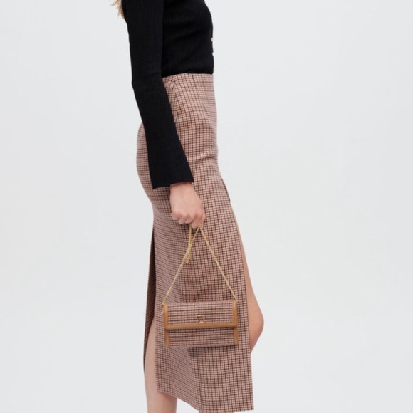 MAJE Jaisa Brown Houndstooth
Pattern Slit Midi Skirt - Picture 14 of 16
